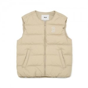 MLB Air Daily Light Weight Down Vest Outerwear Beige | USA_MLB61074