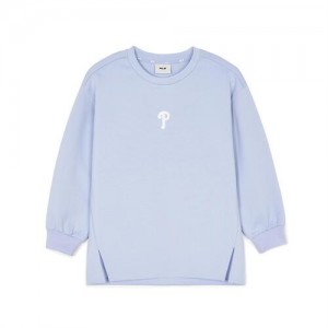 MLB Athleisure Long Sweatshirt Tops Blue | USA_MLB12056