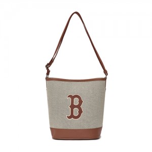 MLB Basic Big Logo Canvas Crossbody Bags Grey / Brown | USA_MLB96359