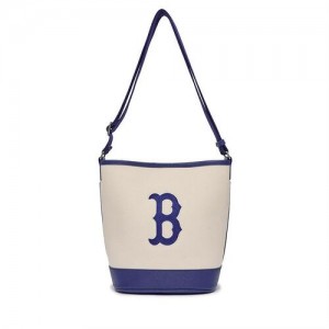 MLB Basic Big Logo Canvas Tote Bags White / Blue | USA_MLB68525