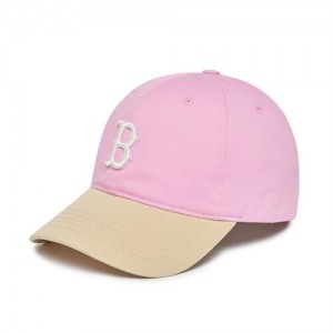 MLB Basic Color Block Unstructured Baseball Caps Pink | USA_MLB70888