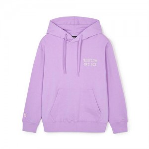 MLB Basic Small Lettering Overfit Hoodie Purple | USA_MLB92548