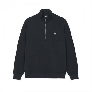 MLB Basic Small Logo Half Zip Sweatshirts Black | USA_MLB50566