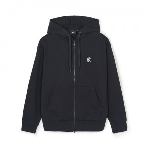 MLB Basic Small Logo Overfit Hood Zip Up Hoodie Black | USA_MLB22474