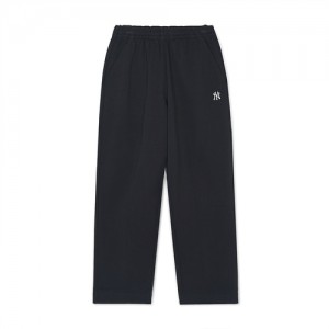 MLB Basic Small Logo Wide Pants Bottoms Black | USA_MLB44676