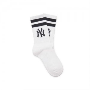 MLB Big Logo Stripe Socks White | USA_MLB35117