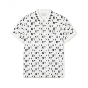 MLB Classic Monogram All Over Polo T Shirts White | USA_MLB94376