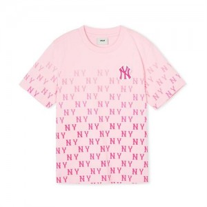 MLB Classic Monogram Gradation T Shirt Tops Pink | USA_MLB39004