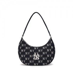 MLB Classic Monogram Jacquard Hobo Bags Black | USA_MLB27488