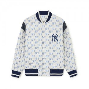 MLB Classic Monogram Jqd Shoulder Block Varsity Outerwear White | USA_MLB38160