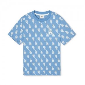 MLB Classic Monogram T Shirt Tops Blue | USA_MLB29021