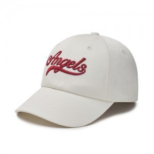 MLB Cursive Lettering Unstructured Baseball Caps White | USA_MLB59392