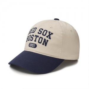 MLB Cursive Logo Color Block Unstructured Baseball Caps White / Navy | USA_MLB14829