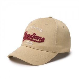 MLB Cursive Logo Unstructured Baseball Caps Beige | USA_MLB21601