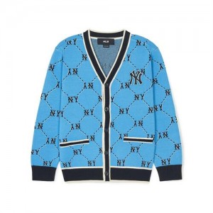 MLB Dia Monogram Cardigan Tops Blue | USA_MLB59844