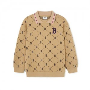 MLB Dia Monogram Collar Sweatshirt Tops Beige | USA_MLB26949