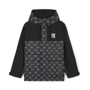 MLB Dia Monogram Jqd Blocking Windbreaker Outerwear Black | USA_MLB41880