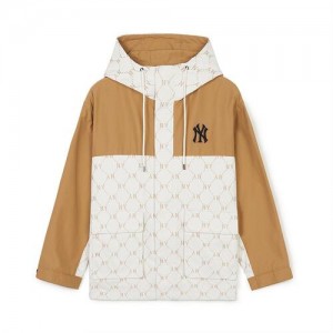 MLB Dia Monogram Jqd Blocking Windbreaker Outerwear Beige / White | USA_MLB30600