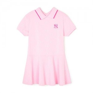 MLB Dia Monogram Jqd Pique Dress Tops Pink | USA_MLB17774