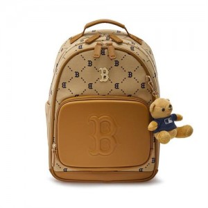 MLB Dia Monogram School Bag Accessories Beige | USA_MLB56301