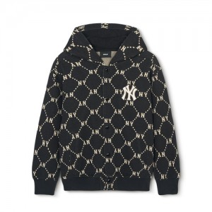 MLB Dia Monogram Snap Hoodie Tops Black | USA_MLB74712