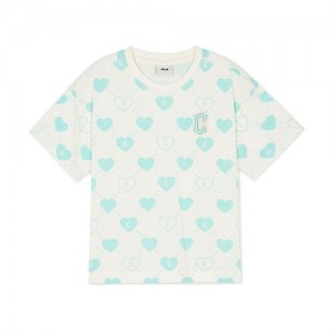 MLB Heart Allover T Shirt Tops Blue | USA_MLB46686