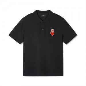 MLB Heart Comfortable Fit Polo T Shirts Black | USA_MLB38365