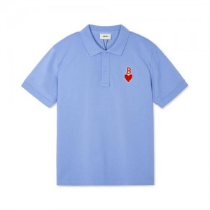 MLB Heart Comfortable Fit Polo T Shirts Blue | USA_MLB65695