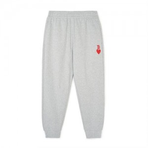 MLB Heart Logo Track Pants Bottoms Grey | USA_MLB66667