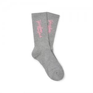 MLB Luxleisure Lettering Mid Socks Grey | USA_MLB94825