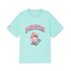 MLB Mega Bear Graphic T Shirt Tops Light Blue | USA_MLB75416