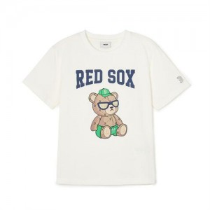 MLB Mono Bear T Shirt Tops White | USA_MLB20445