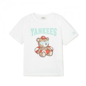 MLB Mono Bear T Shirt Tops White | USA_MLB38697