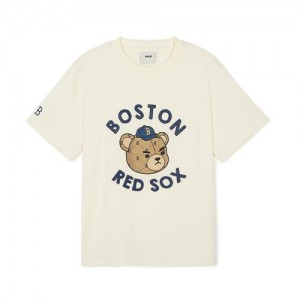 MLB Mono Megabear T Shirt Tops Beige | USA_MLB70901