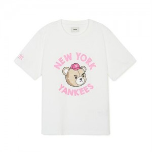 MLB Mono Megabear T Shirt Tops White | USA_MLB67342