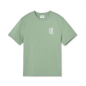 MLB Monogram Camping Big Logo T Shirt Tops Green | USA_MLB80240