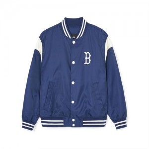 MLB Nylon Basic Shoulder Blocking Varsity Outerwear Blue | USA_MLB58622