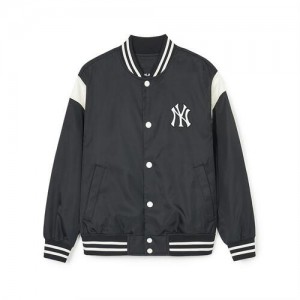 MLB Nylon Basic Shoulder Blocking Varsity Outerwear Black | USA_MLB11793