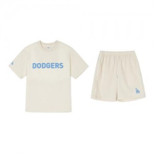 MLB Outdoor Woven Stretch T Shirt Set Up Tops Beige | USA_MLB56288