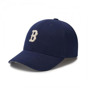 MLB Premium Basic Small Logo Structured Baseball Caps Navy | USA_MLB80565