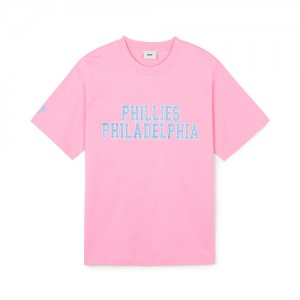 MLB Premium Varsity Overfit T Shirts Pink | USA_MLB12219