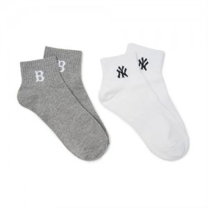 MLB Small Logo Short 2pairs Set Socks Grey | USA_MLB35530