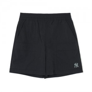 MLB Varsity Basic 7.5in Nylon Woven Shorts Bottoms Black | USA_MLB79961