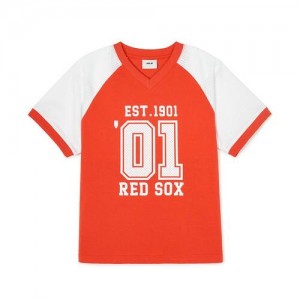 MLB Varsity Big Logo T Shirt Tops Orange | USA_MLB21026