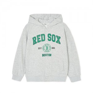 MLB Varsity Button Hoodie Tops Grey | USA_MLB43681