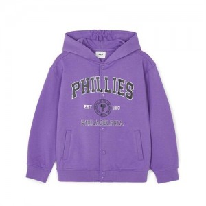 MLB Varsity Button Hoodie Tops Purple | USA_MLB41484