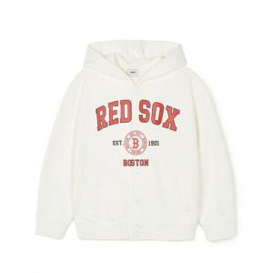 MLB Varsity Button Hoodie Tops White | USA_MLB66978