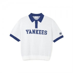 MLB Varsity Collar Sweater T Shirts White | USA_MLB37178