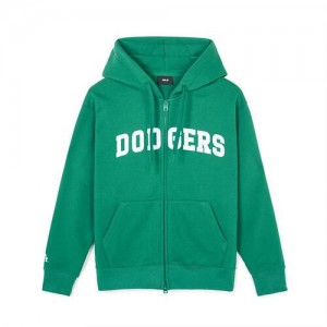 MLB Varsity Front Graphic Overfit Hood Zip Up Hoodie Green | USA_MLB66788