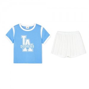 MLB Varsity Girl's T Shirt Set Up Bottoms Blue | USA_MLB57880